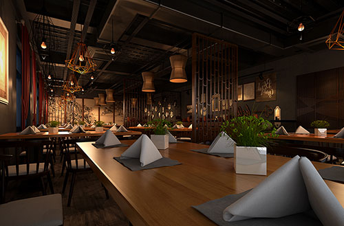 眉山简约大气中式风格餐厅设计装修效果图