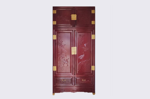 眉山高端中式家居装修深红色纯实木衣柜