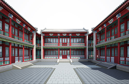 眉山北京四合院设计古建筑鸟瞰图展示